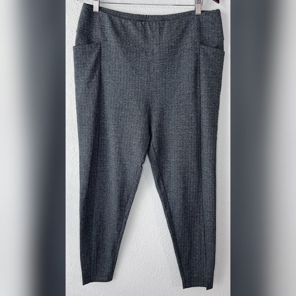 Soft Surroundings Grey and Black RIB SPLIT HEM PANTS Size XL.